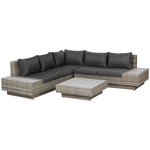 4pcs Rattan Sofa Set Garden Furniture Set W/ Armrest Cushion | Light Slate Gray