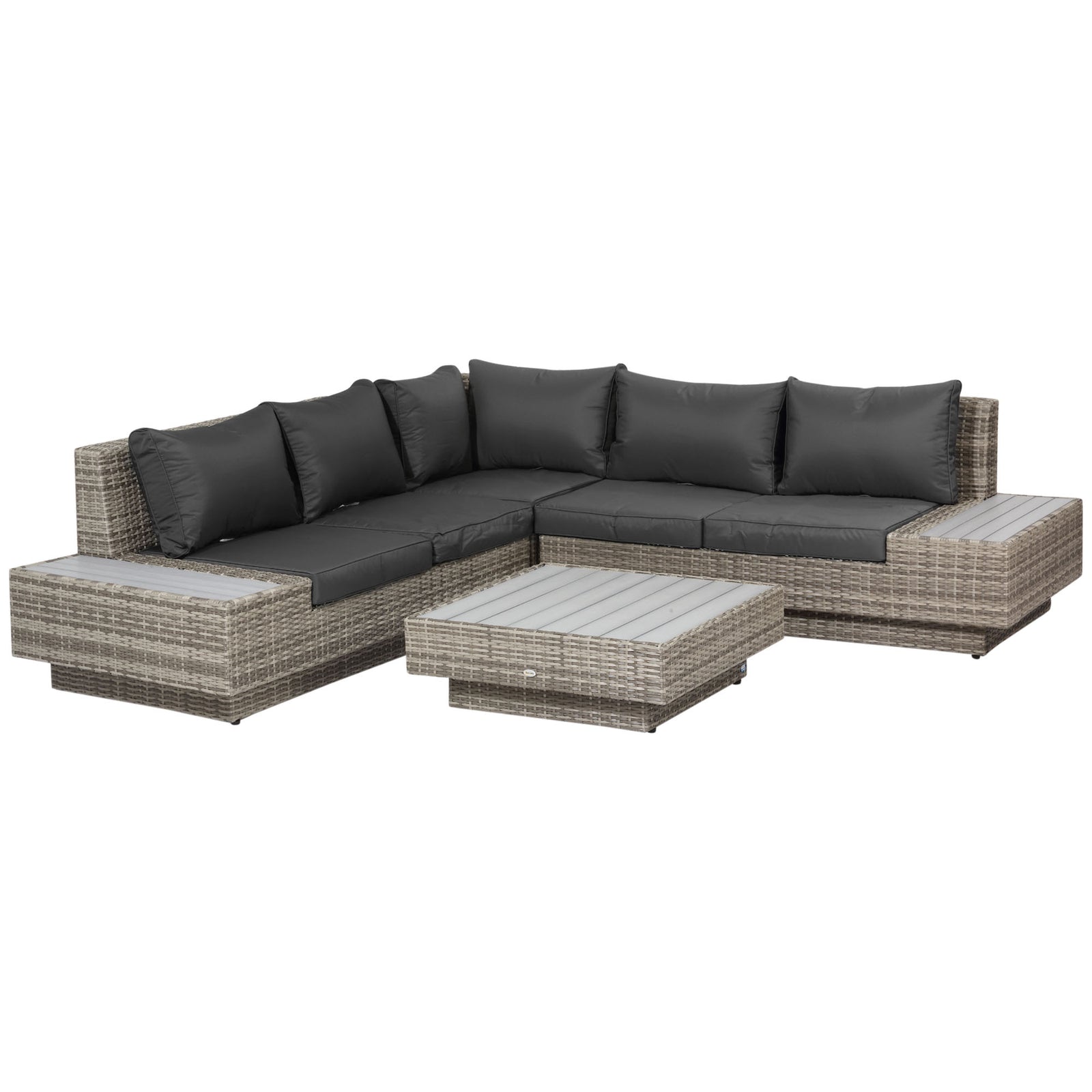4pcs Rattan Sofa Set Garden Furniture Set W/ Armrest Cushion | Light Slate Gray