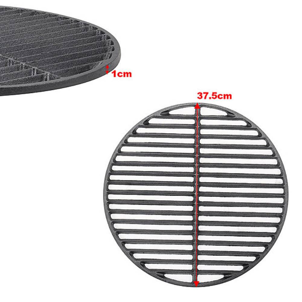 Circular Cast Iron Grilling Grate, Dual Side Grid For Bbq