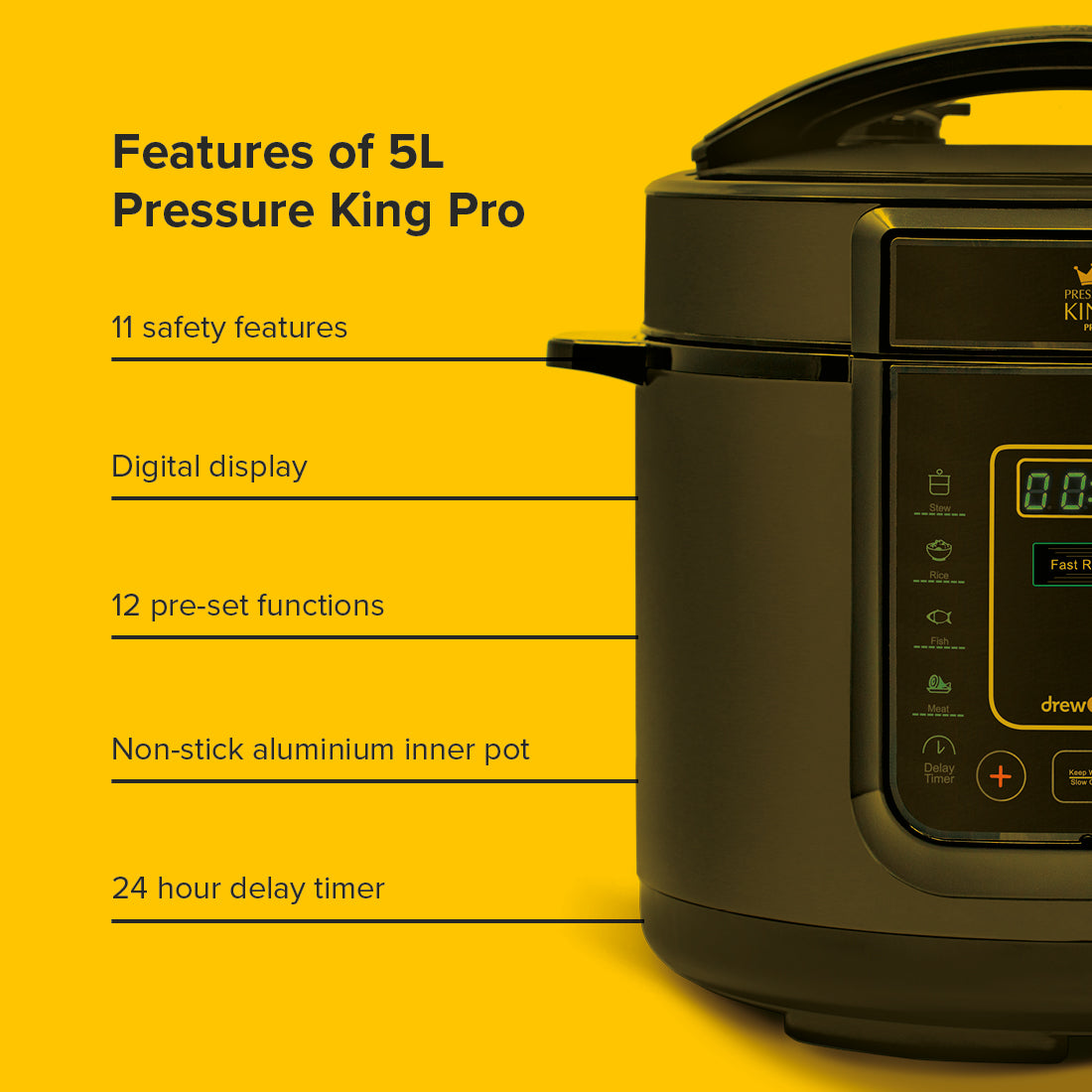 Pressure King Pro - 12-in-1 5l Digital Pressure Cooker | 5l | Black