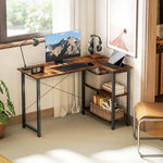 HOMCOM L-shaped Computer Desk Study Workstation With 2 Shelves, Steel Frame