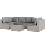 Outsunny 7 Piece Rattan Set, 6 Seater Corner Sofa