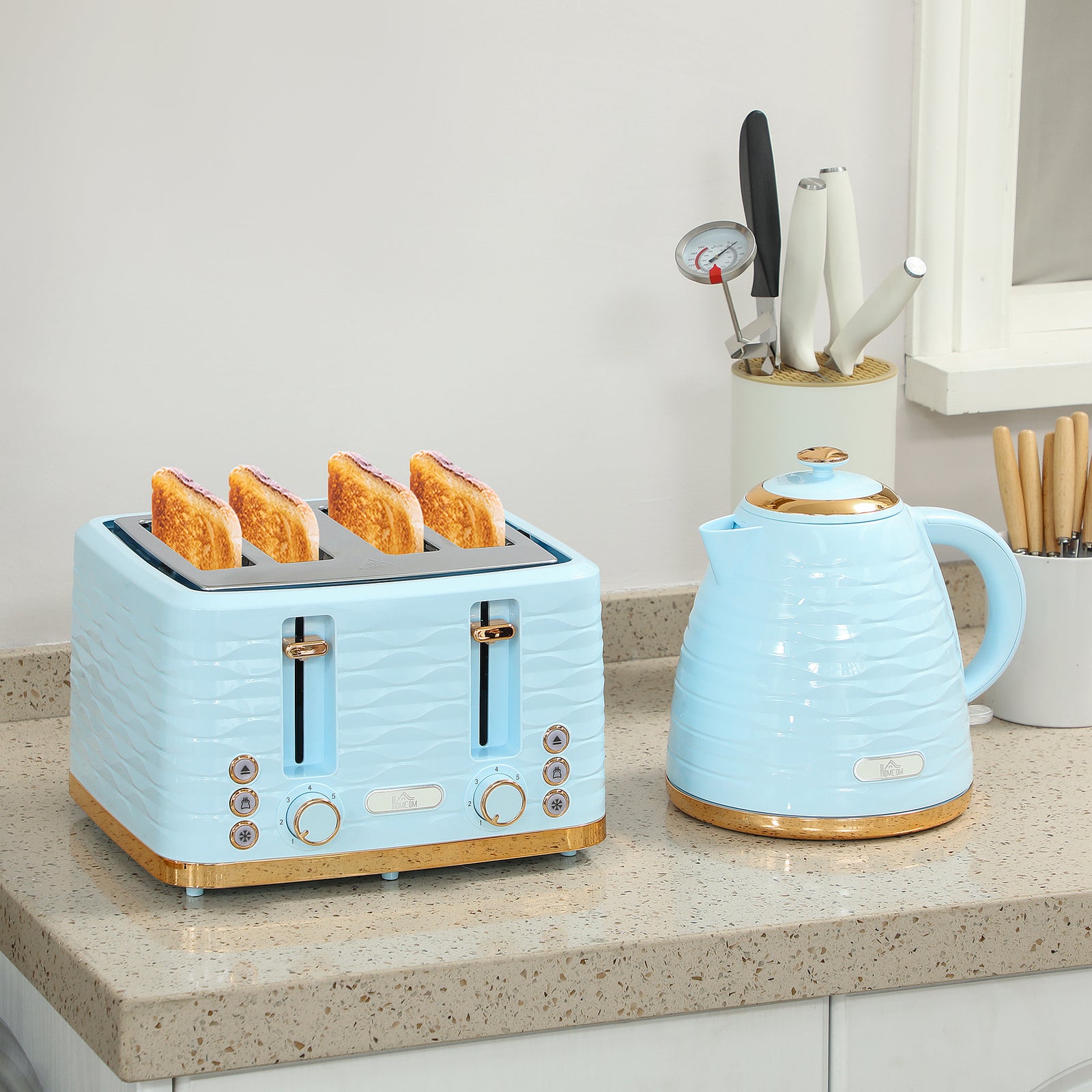Kettle & 4 Slice Toaster Set | Blue