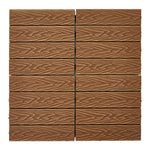 11pcs Interlocking Wpc Deck Tiles, 30x30cm Outdoor Wood-plastic Composite Patio Flooring, Slip-resistant Garden Balcony Tiles | Brown