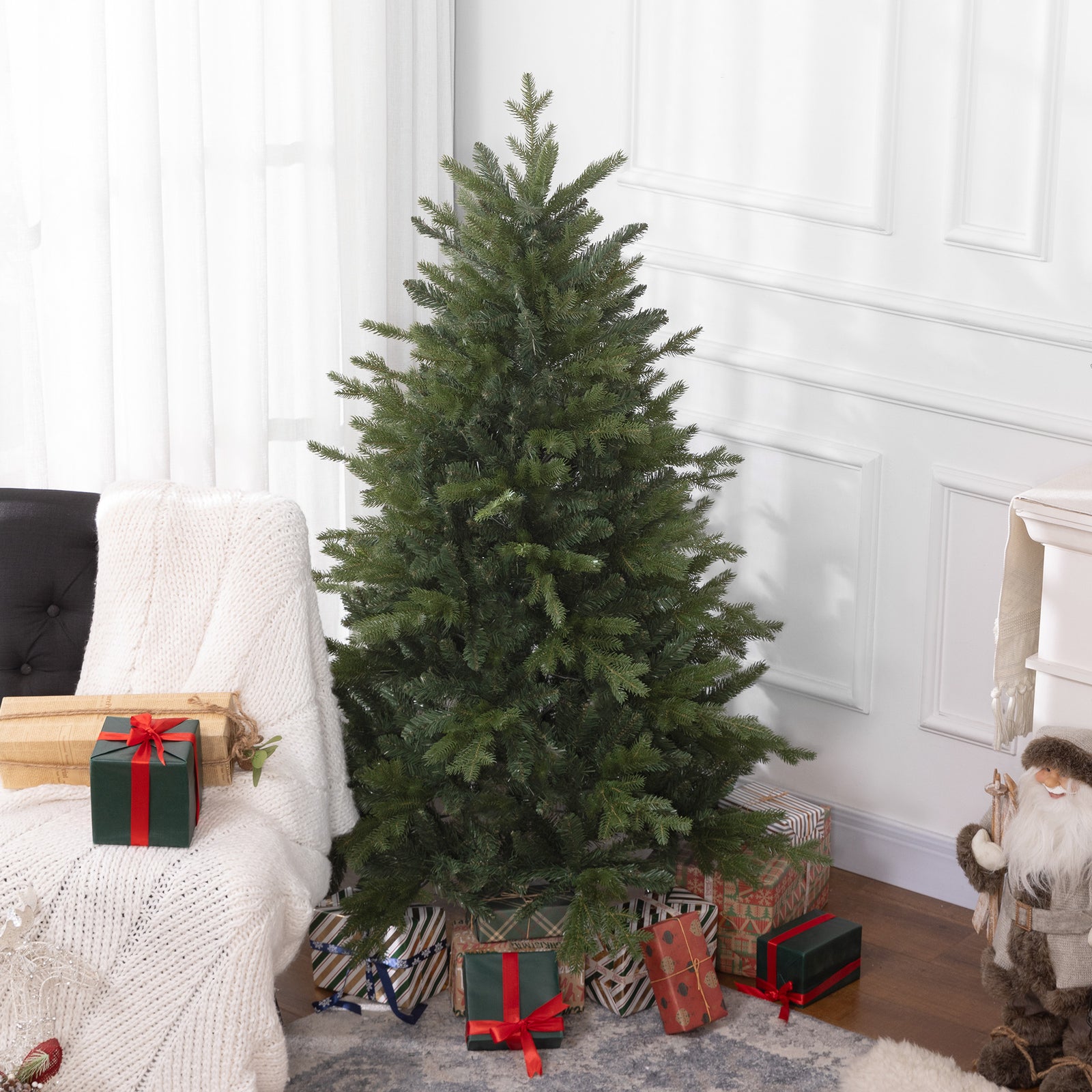 5/6/7ft Christmas Tree, Metal Base, Hinged | 5ft | Green