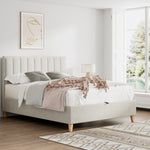 Rhodes Velvet Ottoman Bed | Double | Natural
