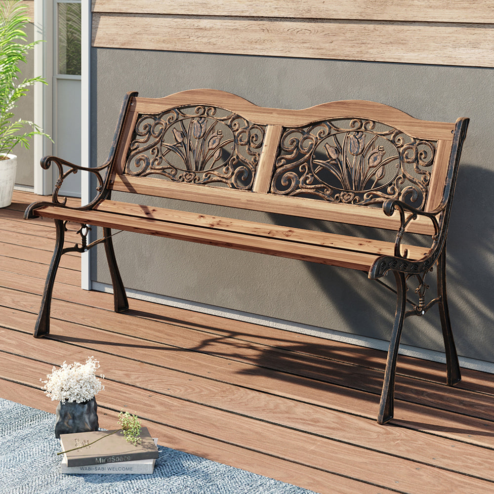 Outdoor Garden Metal Wood Bench Outdoor Patio Furniture Bench Chair