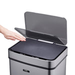 75l Sensor Recycling Bin With Food Caddy & 25 Bin Biodegradable Bags | 75L | Silver