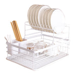 2-tier Metal Kitchen Dish Drainer Rack | White