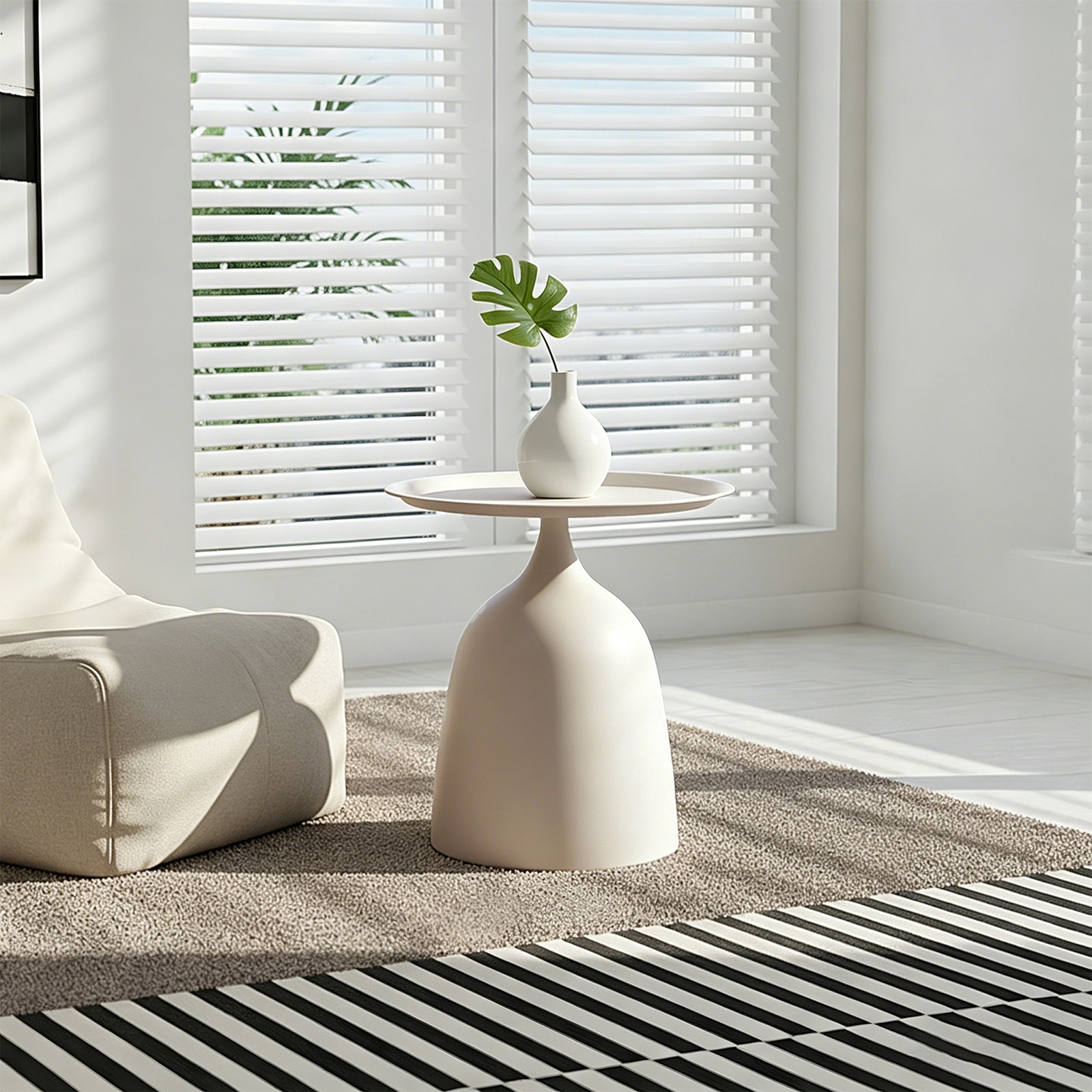 Modern Minimalist Cold-rolled Steel Side Table | Cream White