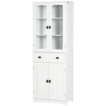 Storage Cabinet With Shelves, Drawer, Glass Door
