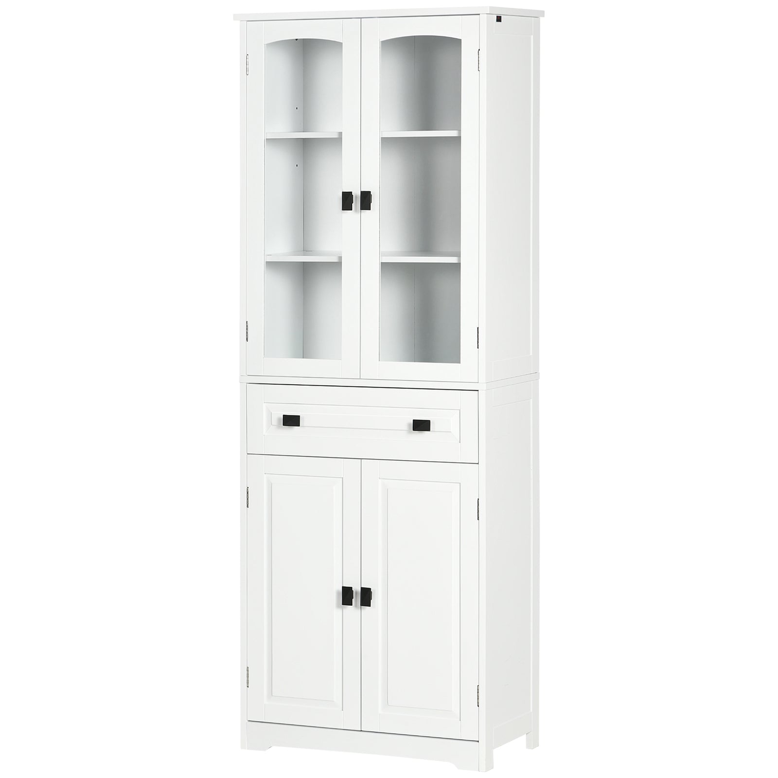 Storage Cabinet With Shelves, Drawer, Glass Door