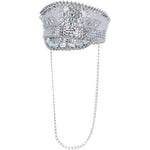 Deluxe Sequin Studded Captains Hat | Silver