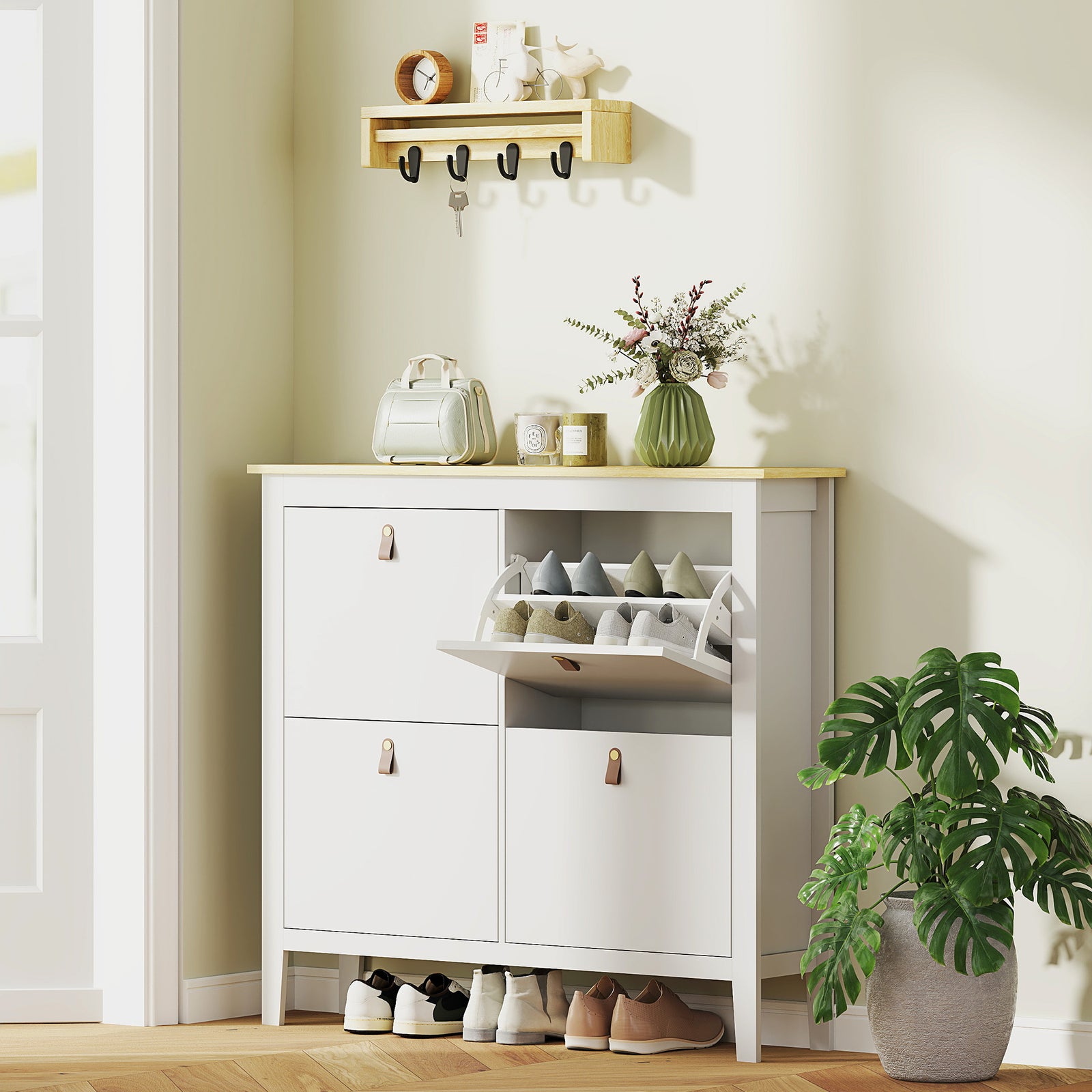 4 Drawer Shoe Cabinet For Hallway | White