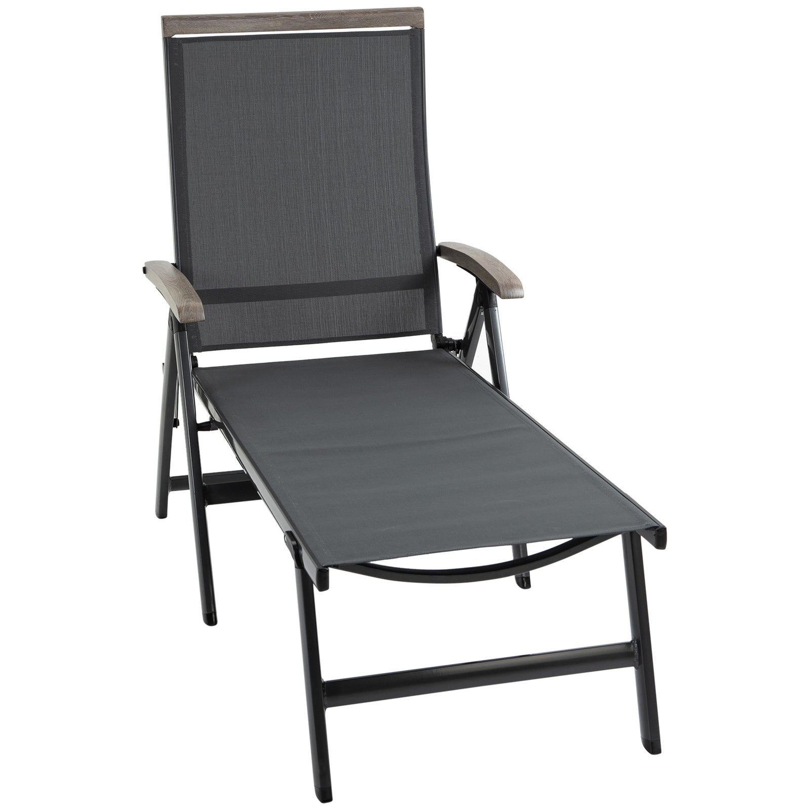 Outdoor Folding Sun Lounger W/ Adjustable Backrest | Gray