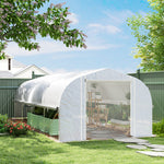 6x3x2m Polytunnel Greenhouse, Roll-up Sidewalls, White