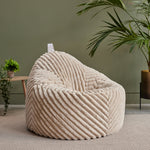 Classic Ribbed Faux Fur Bean Bag Chair | Beige