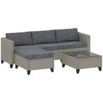5 Pieces Rattan Garden Furniture Set W/ Corner Sofa, Table
