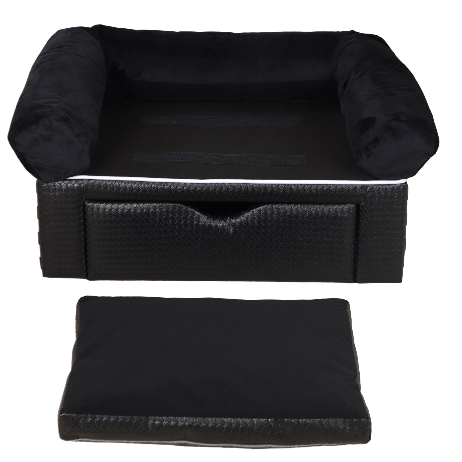 PawHut Dog Sofa Bed With Storage, Drawer, Soft Cushion, For Small Dogs - Black