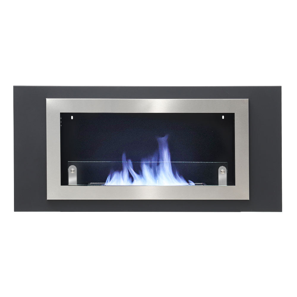 45 Inch Silver Wall Mount Fireplaces Steel Stainless Indoors Bio-ethanol Fireplaces