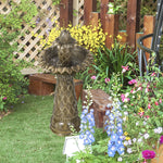 2-tier Outdoor Waterfall Fountain With Electric Pump, Brown