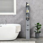 Tall Bathroom Cabinet With Shelf, Drawers | One Size