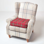 Tartan Check Cotton Armchair Booster Cushion | 50cm x 50cm | Red