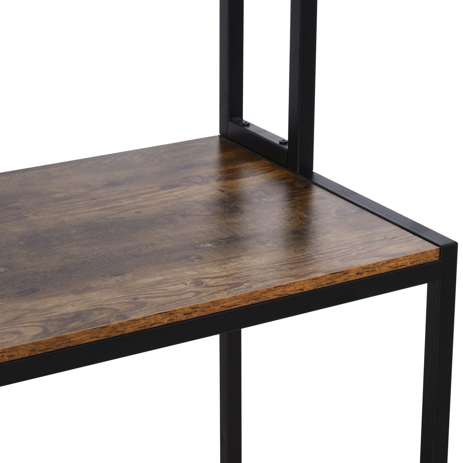 Industrial L-shaped Work Desk & Storage Shelf Steel Frame