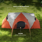 3000mm Waterproof Camping Tent W/ Porch Sewn In Groundsheet | Orange