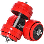 Adjustable 30kgs Barbell & Dumbbell Set | Red