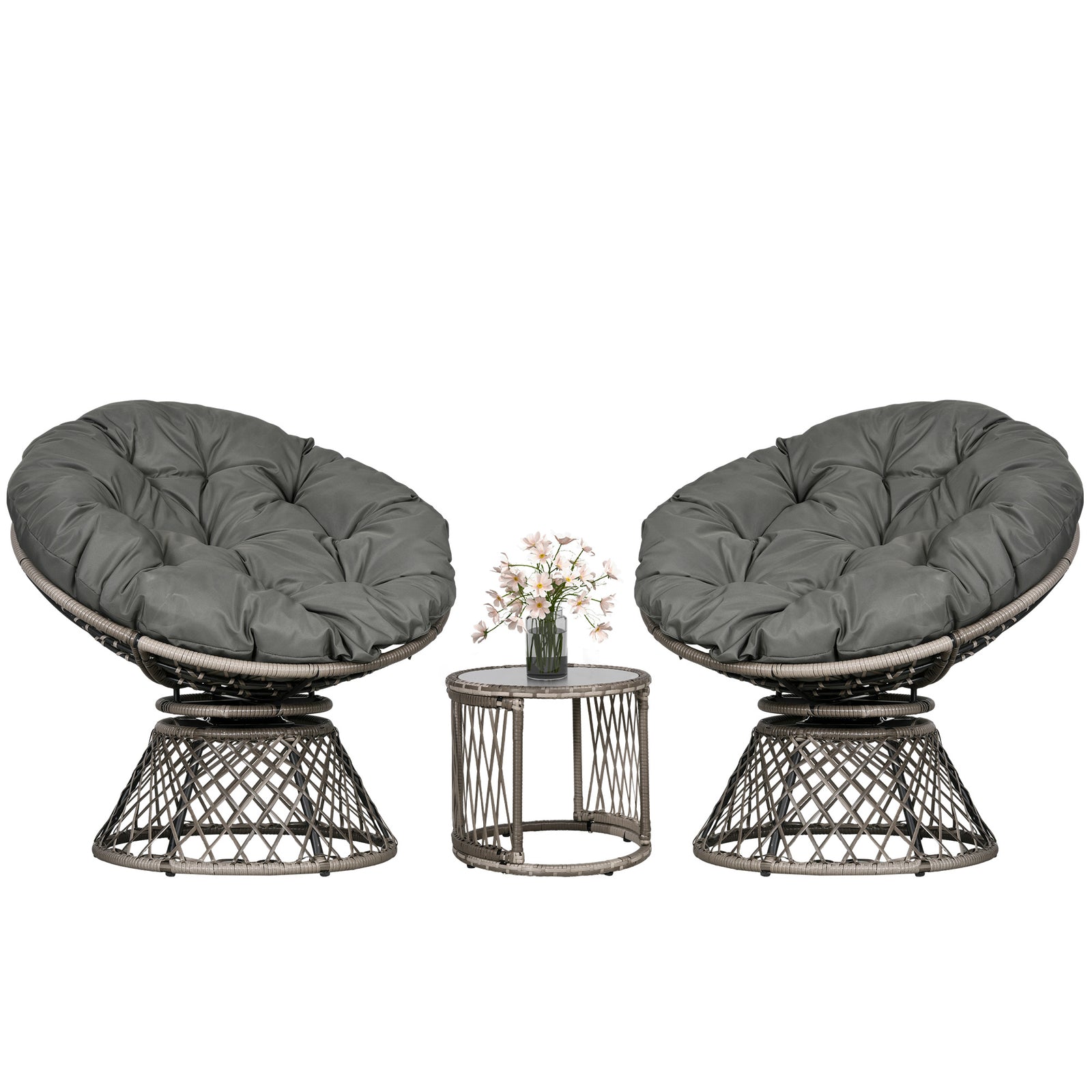 3pcs Rattan Wicker Bistro Set, Outdoor Garden Furniture Set