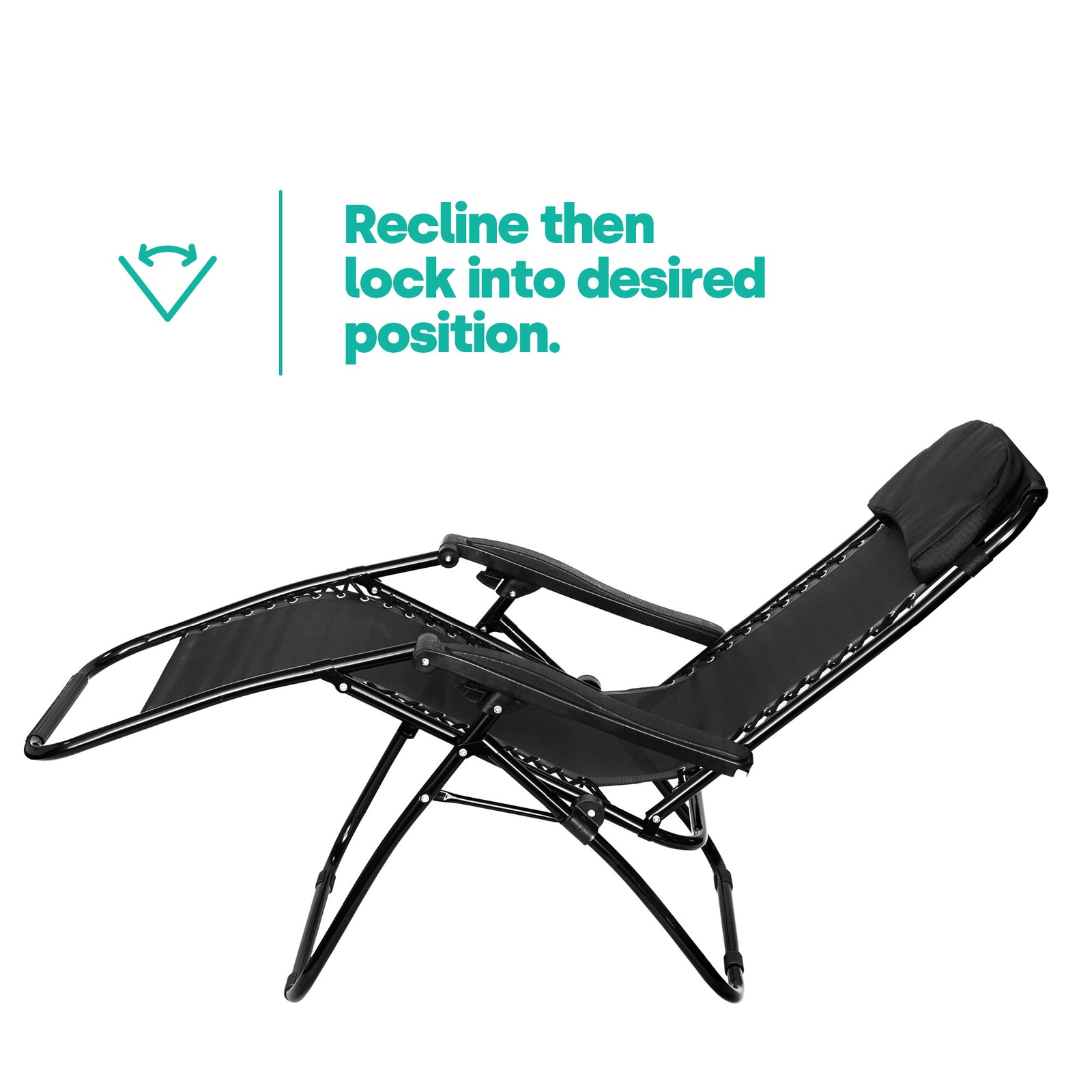 Livivo Livivo Gravity Chair Set Of 2 With Side Tables - Zero Gravity 120kg Black