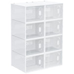8pcs Clear Plastic Shoe Storage Box For Uk/eu Size 12/46