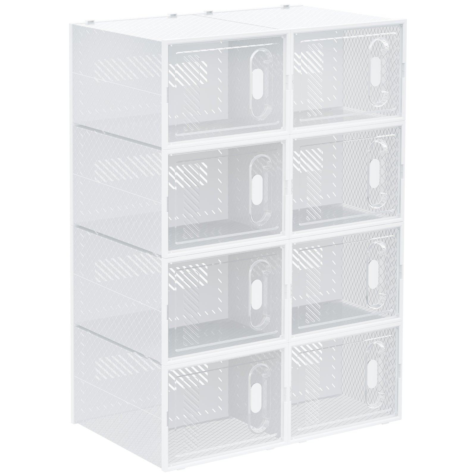 8pcs Clear Plastic Shoe Storage Box For Uk/eu Size 12/46