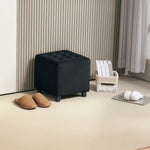 Square Footstool Small Ottoman With Wood Legs For Bedroom | One Size | Gray