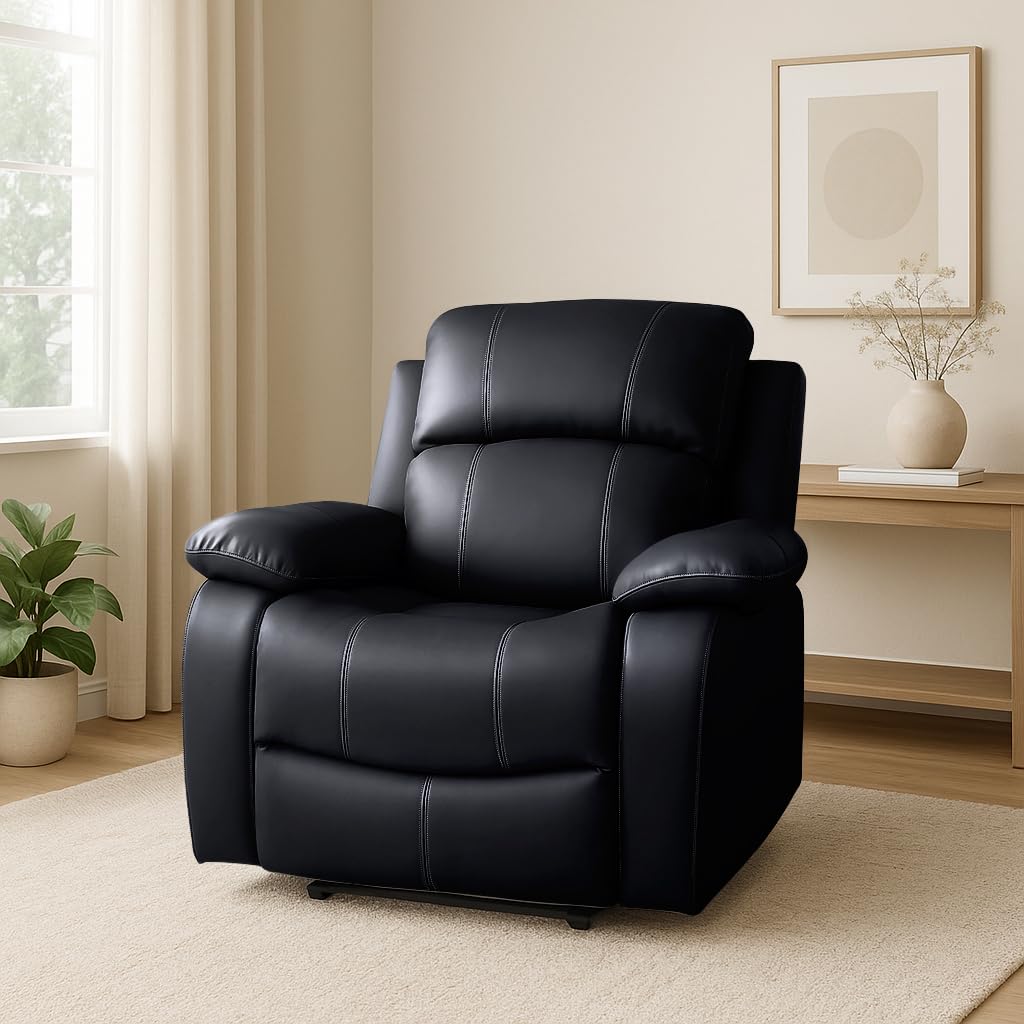 Manual Recliner Sofa 1 Seater Faux Leather | Black