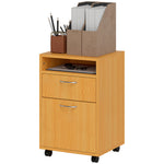 60cm Filing Cabinet With Drawers And Open Shelf | Natural