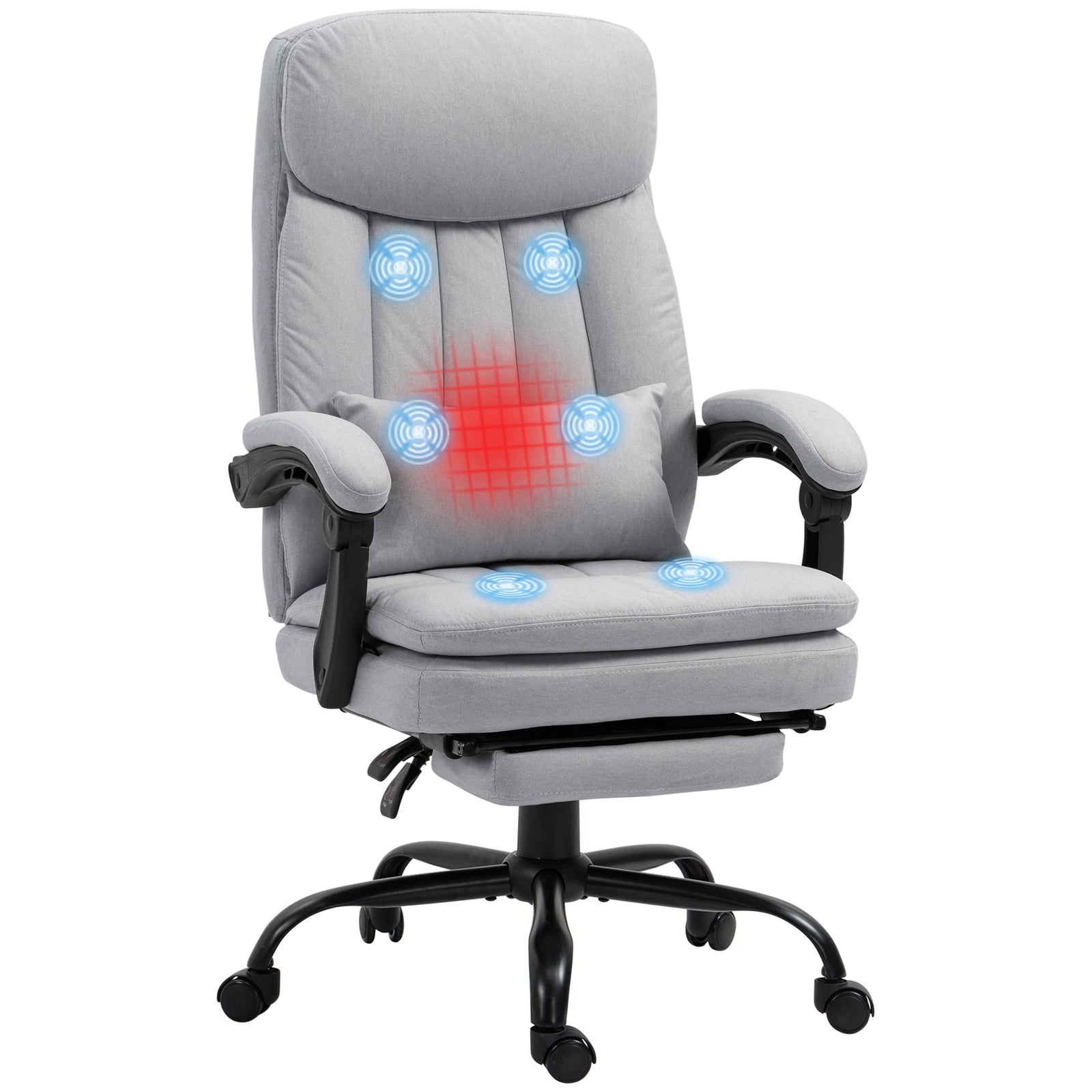 Microfibre Massage Chair Lumbar Grey