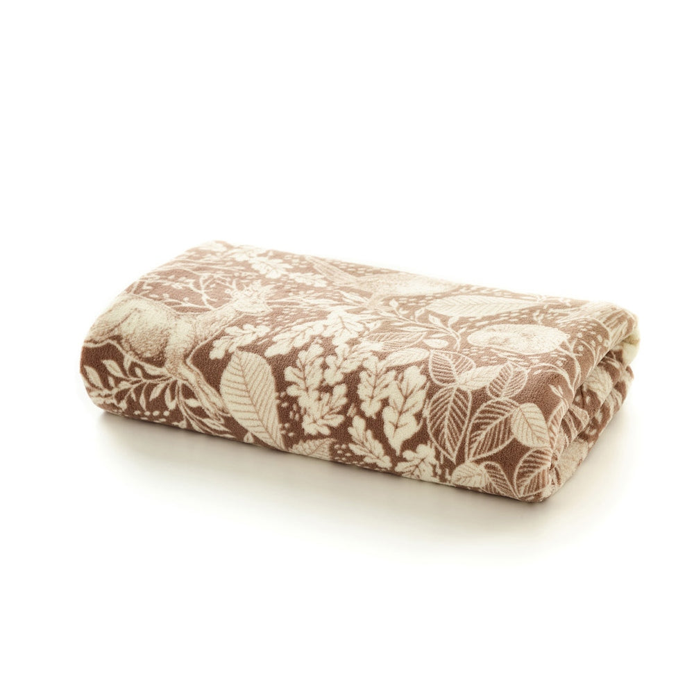 Winter Forest Woodland Fleece Throw – 140x180cm – Cosy  Animal Print Blanket | 140cm x 180cm | Umber