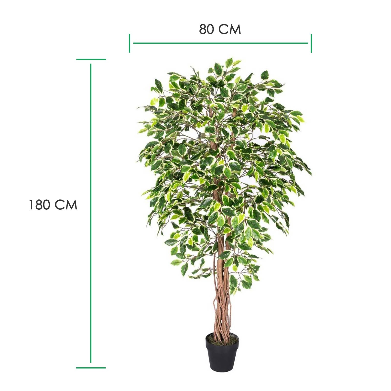 Artificial Handcrafted Ficus Tree With Real Wood Trunk | 6ft | Multi Colour