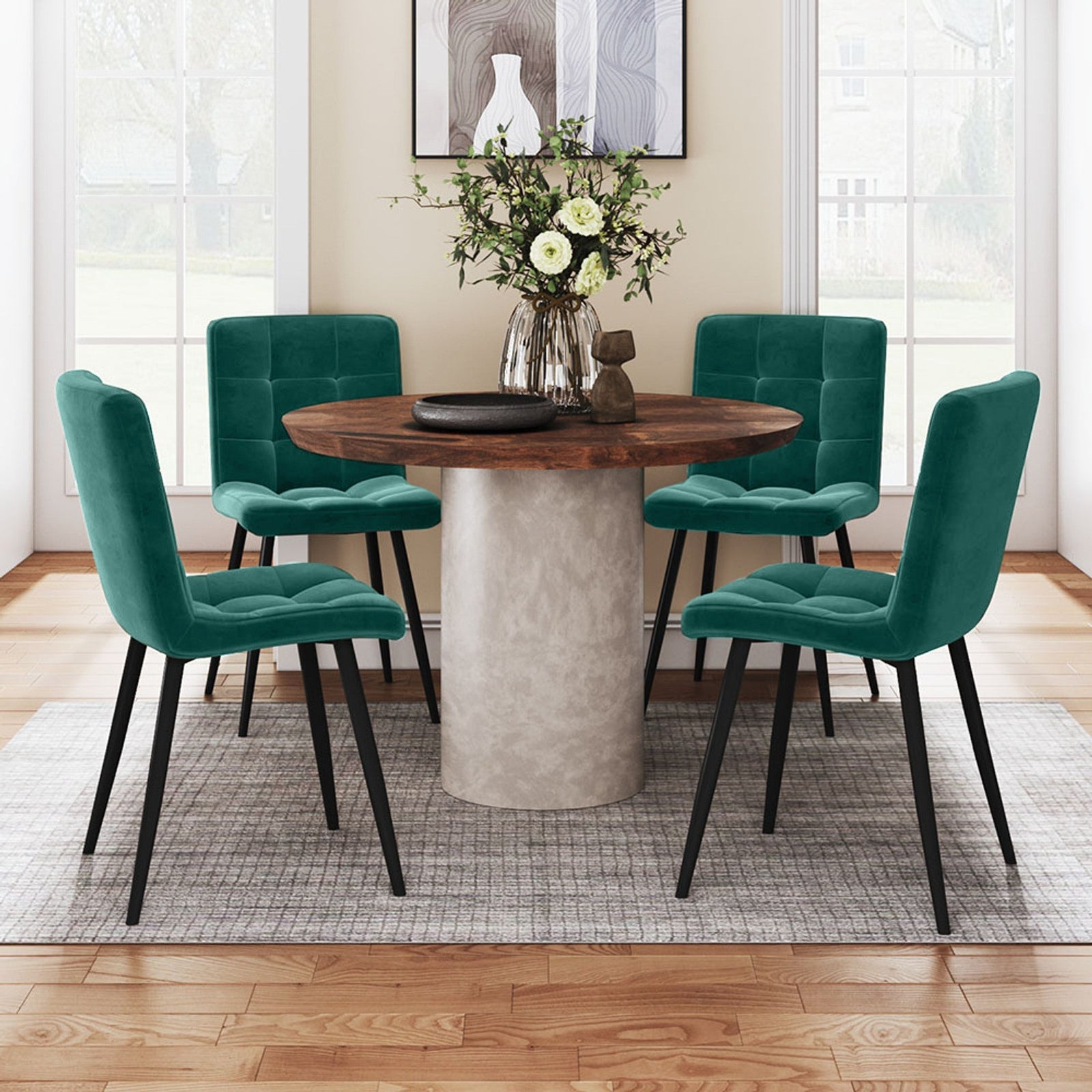 Breeins Set Of 4 Contemporary Velvet Upholstered Dining Chairs
