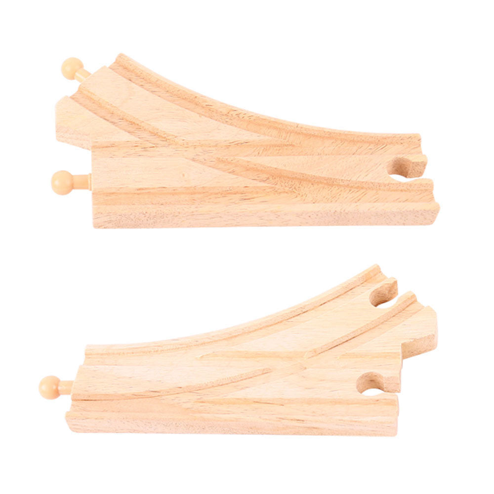 2 Curved Point Track Pieces for Wooden Train Sets