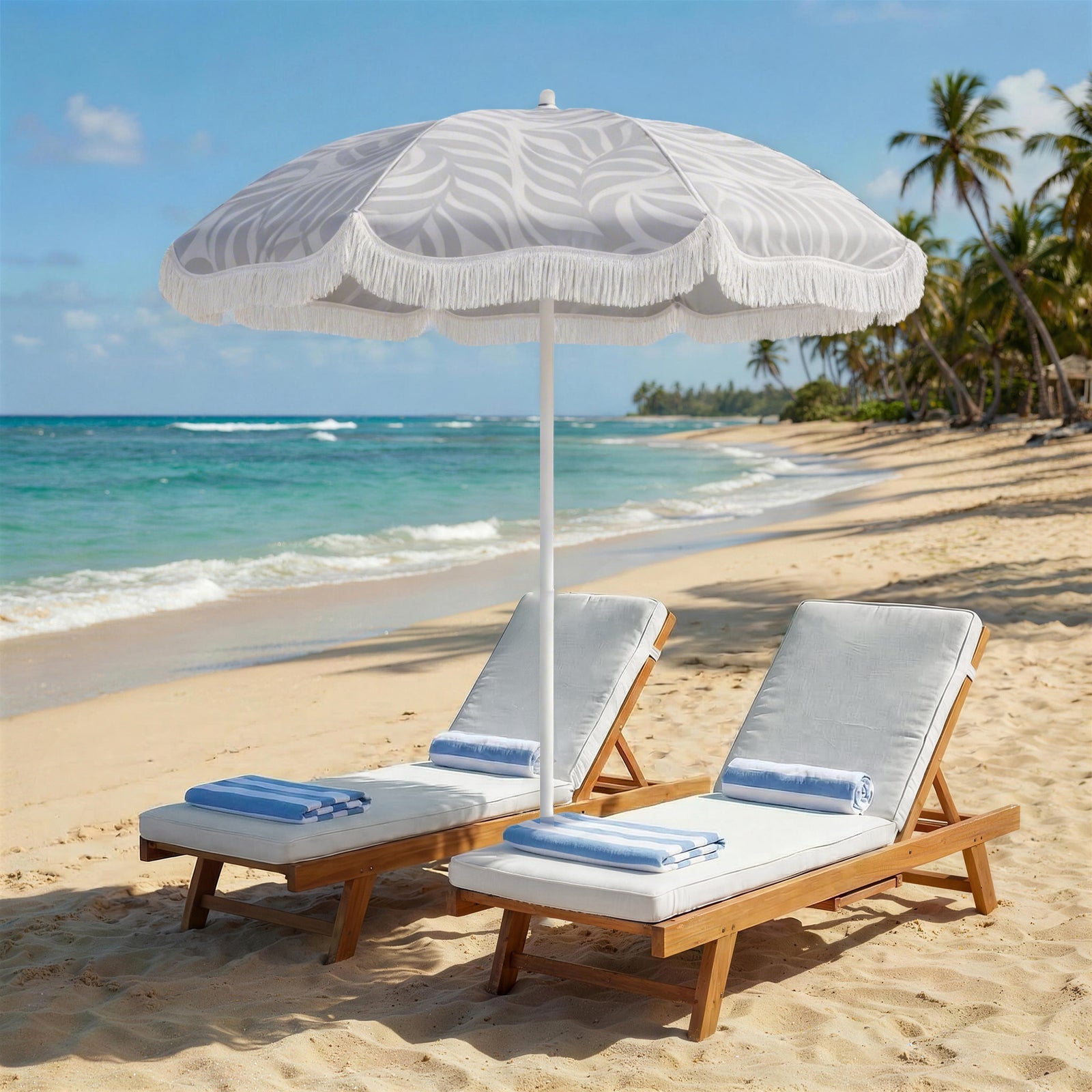 1.8 M Beach Umbrella Parasol With Sand Anchor, 30 Tilt | Grey