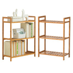3/4/5-tier Tiered Bamboo Wood Book Storage Shelf | Small | Brown