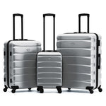 Set Of 3 Hard Shell Suitcase Cabin & Check In Cases With Tsa Lock - Overhead Cabin With Medium & Large Check-in Bag | Set of 3 | Steel