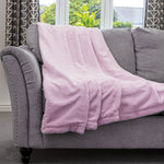Blanket Throw Soft Faux Fur 160 X 130cm Fleece Overblanket Fluffy Blanket  For Sofa & Beds | L | Pink