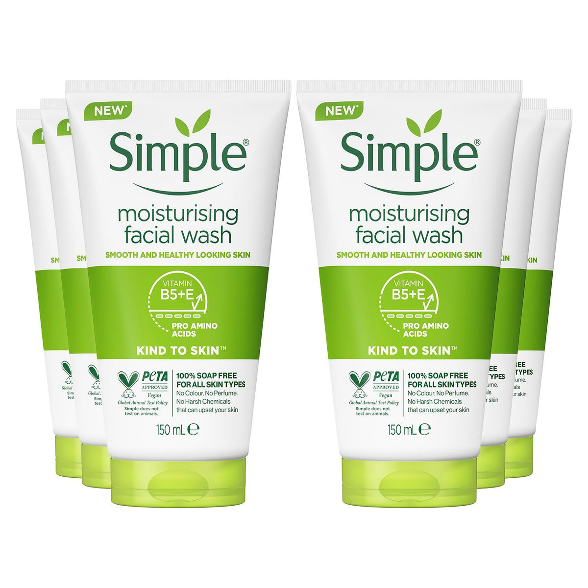 6 X 150ml Kind To Skin Soap Free Foam Moisturising Face Wash | Set of 6
