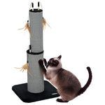 78cm Tall Cat Scratching Post With 3 Toy Feathers | Black
