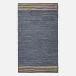 Recycled Leather Handwoven Stripe Rug | 120cm x 180cm | Grey