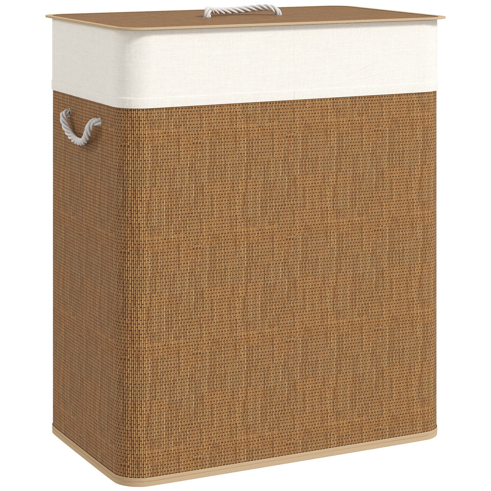 100l Laundry Basket With Lid, Washing Basket For Bathroom | Brown